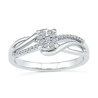 Promise My Love Womens 1/ CT. T.W. Natural White Diamond Sterling Silver Round Ring