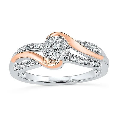 Promise My Love Womens Diamond Accent Natural White Sterling Silver Round Side Stone Ring