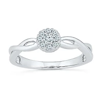 Promise My Love Womens 1/ CT. T.W. Natural White Diamond Sterling Silver Round Ring
