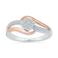 Womens 1/5 CT. Natural White Diamond Sterling Silver Cushion Promise Ring