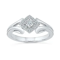 Promise My Love Womens 1/6 CT. T.W. Natural White Diamond Sterling Silver Halo Ring