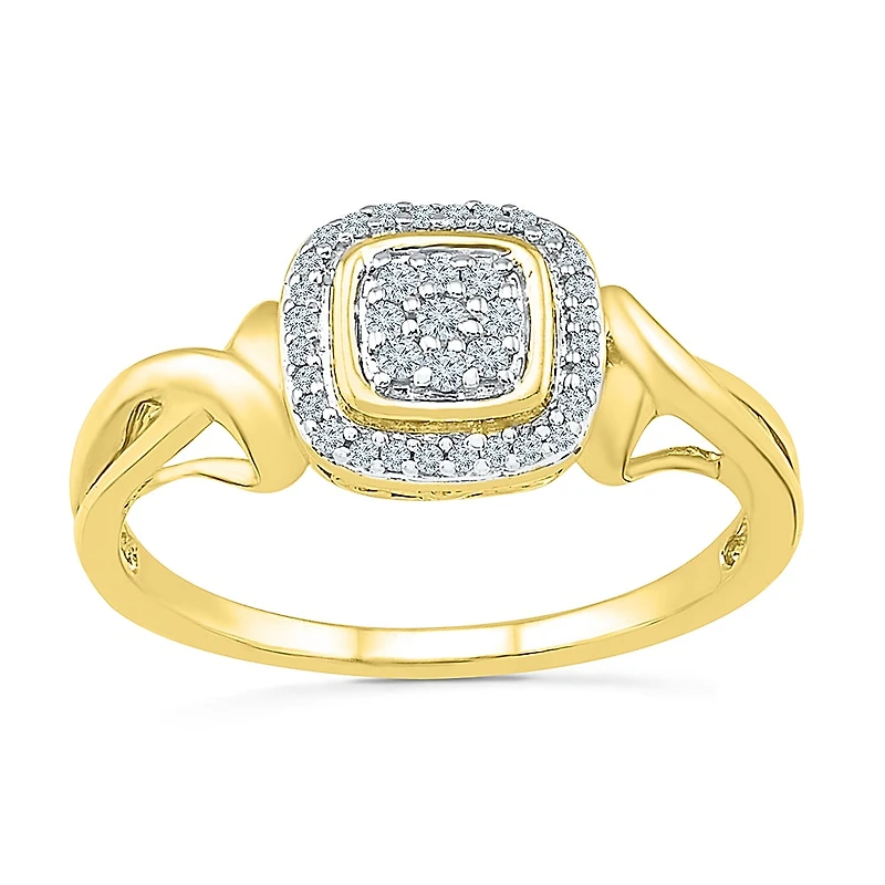 Promise My Love Womens 1/ CT. T.W. Natural Diamond Sterling Silver Cushion Halo Ring