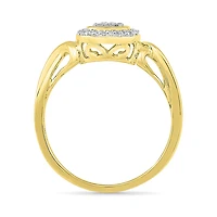 Promise My Love Womens 1/ CT. T.W. Natural Diamond Sterling Silver Cushion Halo Ring