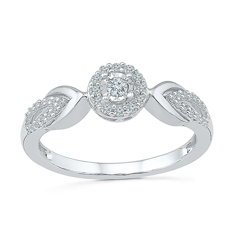 Promise My Love Womens 1/5 CT. Natural White Diamond Sterling Silver Round Ring