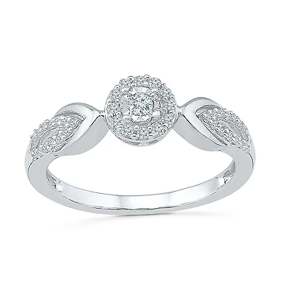 Promise My Love Womens 1/5 CT. Natural White Diamond Sterling Silver Round Ring