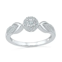 Promise My Love Womens 1/5 CT. Natural White Diamond Sterling Silver Round Ring