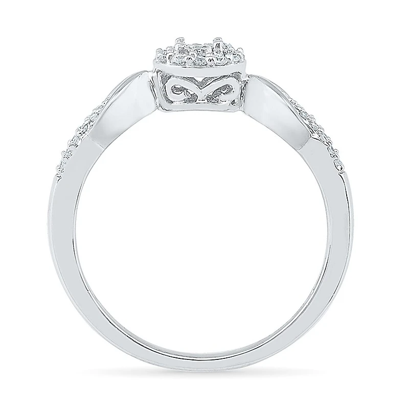 Promise My Love Womens 1/5 CT. Natural White Diamond Sterling Silver Round Ring