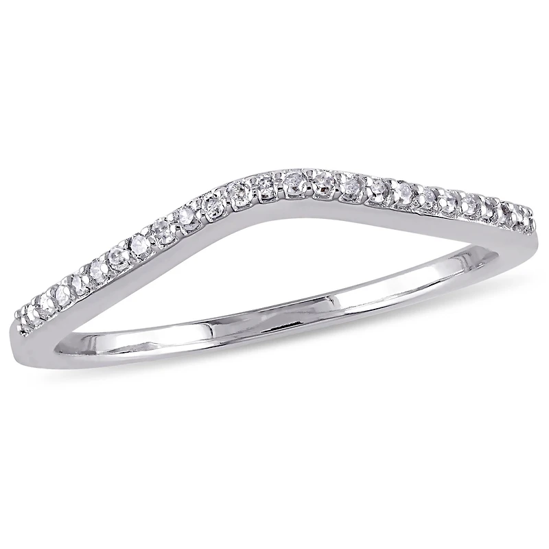 Womens 1/10 CT. T.W. Natural White Diamond 10K Gold Wedding Band