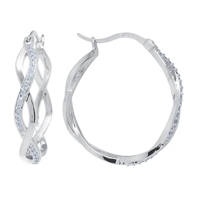 Sparkle Allure Womens Crystal 30mm Hoop Earrings