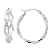 Sparkle Allure Womens Crystal 30mm Hoop Earrings