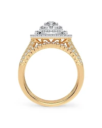 1 CT. T.W. Natural Diamond Cushion Side Stone Halo Engagement Ring 10K or 14K Gold