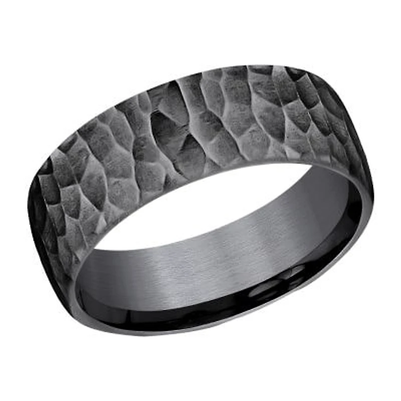 Hammered Mens 8MM Tantalum Wedding Band