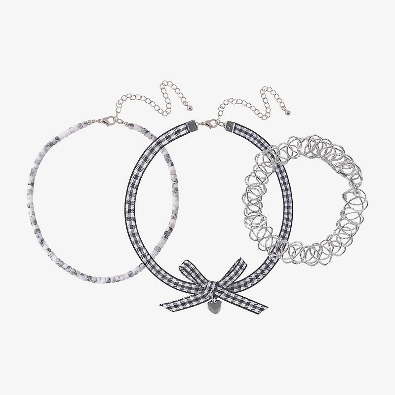 Arizona Gingham Womens Bow 3-pc. Necklace Set