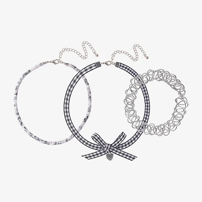 Arizona Gingham Womens Bow 3-pc. Necklace Set