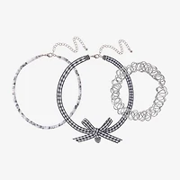 Arizona Gingham Womens Bow 3-pc. Necklace Set