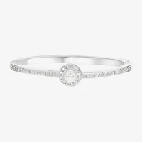 Sparkle Allure Womens Cubic Zirconia Pure Silver Over Brass Oval Bangle Bracelet