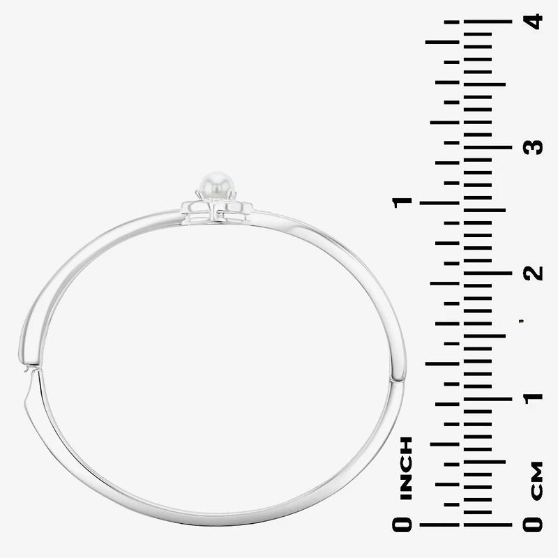 Sparkle Allure Womens Cubic Zirconia Pure Silver Over Brass Oval Bangle Bracelet