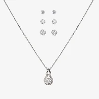 Sparkle Allure Light Up Box Womens Cubic Zirconia Pure Silver Over Brass Pear -pc. Jewelry Set