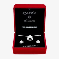 Sparkle Allure Light Up Box Womens White Cubic Zirconia Pure Silver Over Brass Pear 2-pc. Jewelry Set
