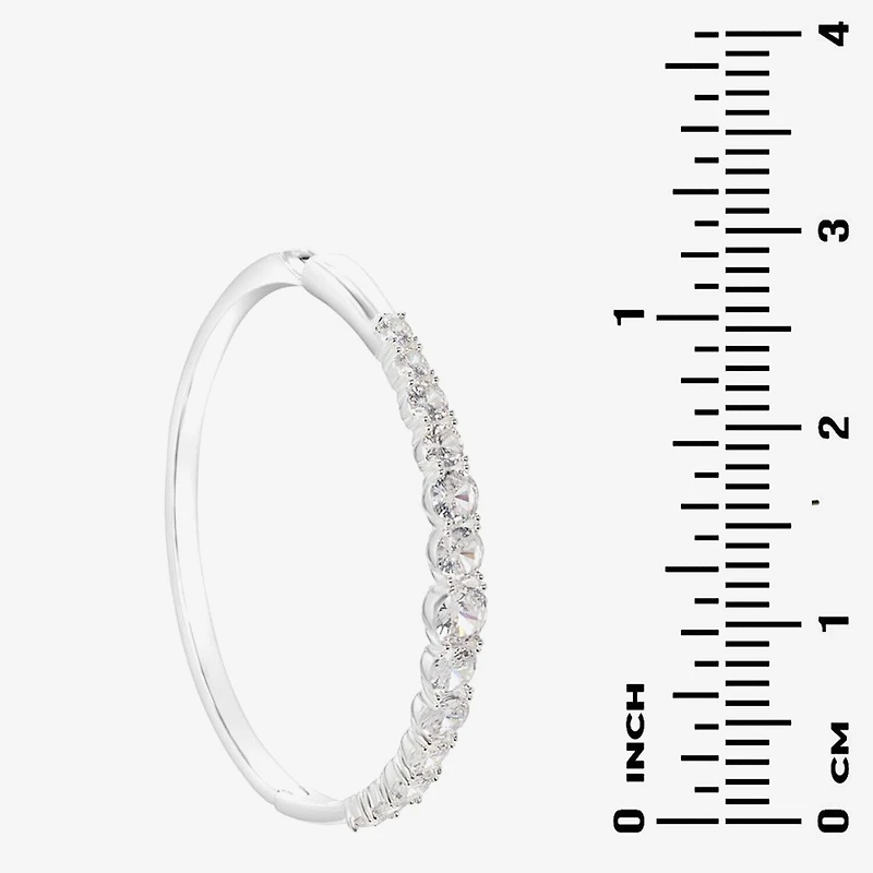 Sparkle Allure Womens Cubic Zirconia Pure Silver Over Brass Bangle Bracelet