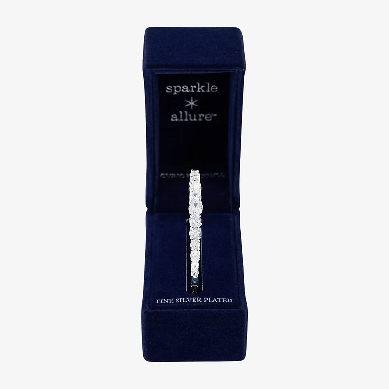 Sparkle Allure Womens Cubic Zirconia Pure Silver Over Brass Bangle Bracelet