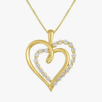(G-H / I1-I2) Womens 1/3 CT. T.W. Lab Grown White Diamond 10K Gold Heart 18 Inch Pendant Necklace