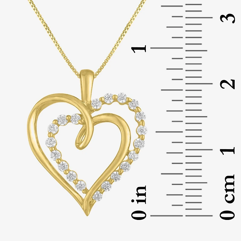 (G-H / I1-I2) Womens 1/3 CT. T.W. Lab Grown White Diamond 10K Gold Heart 18 Inch Pendant Necklace