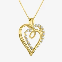 (G-H / I1-I2) Womens 1/3 CT. T.W. Lab Grown White Diamond 10K Gold Heart 18 Inch Pendant Necklace
