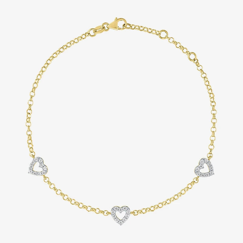 Diamond Addiction (G-H / I1-I2) Womens 1/3 CT. T.W. Lab Grown White Diamond 10K Gold Heart Charm Bracelet