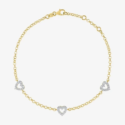 Diamond Addiction (G-H / I1-I2) Womens 1/3 CT. T.W. Lab Grown White Diamond 10K Gold Heart Charm Bracelet