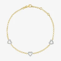 Diamond Addiction (G-H / I1-I2) Womens 1/3 CT. T.W. Lab Grown White Diamond 10K Gold Heart Charm Bracelet