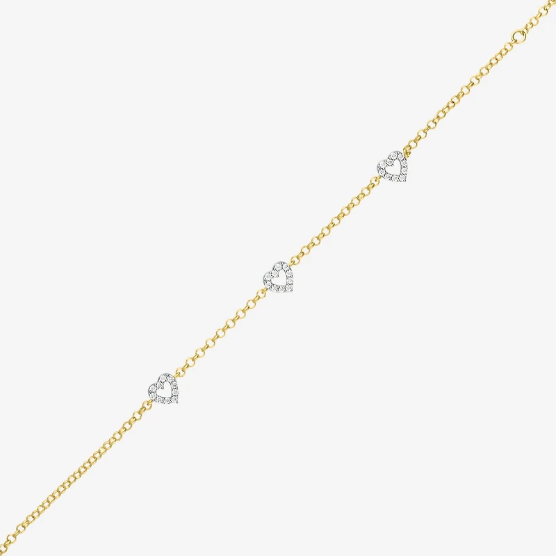 Diamond Addiction (G-H / I1-I2) Womens 1/3 CT. T.W. Lab Grown White Diamond 10K Gold Heart Charm Bracelet