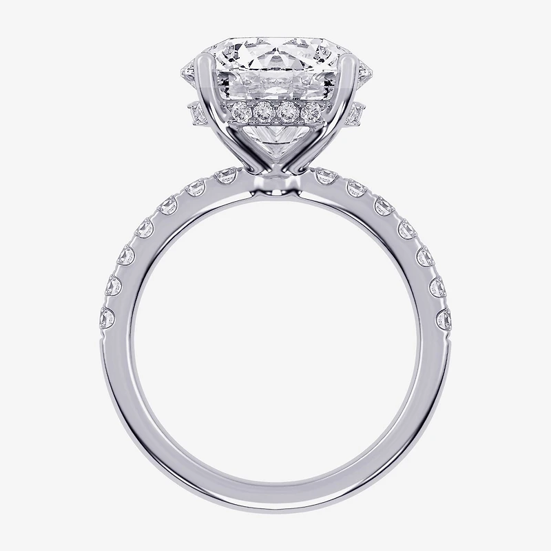 (G-H / Si1-Si2) Womens 5 1/2 CT. T.W. Lab Grown White Diamond 14K Gold Round Side Stone Engagement Ring