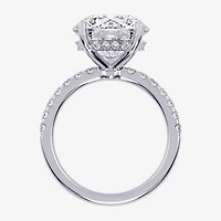 (G-H / Si1-Si2) Womens 5 1/2 CT. T.W. Lab Grown White Diamond 14K Gold Round Side Stone Engagement Ring