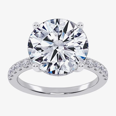 (G-H / Si1-Si2) Womens 5 1/2 CT. T.W. Lab Grown White Diamond 14K Gold Round Side Stone Engagement Ring