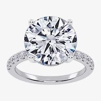 (G-H / Si1-Si2) Womens 5 1/2 CT. T.W. Lab Grown White Diamond 14K Gold Round Side Stone Engagement Ring