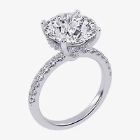 (G-H / Si1-Si2) Womens 5 1/2 CT. T.W. Lab Grown White Diamond 14K Gold Round Side Stone Engagement Ring