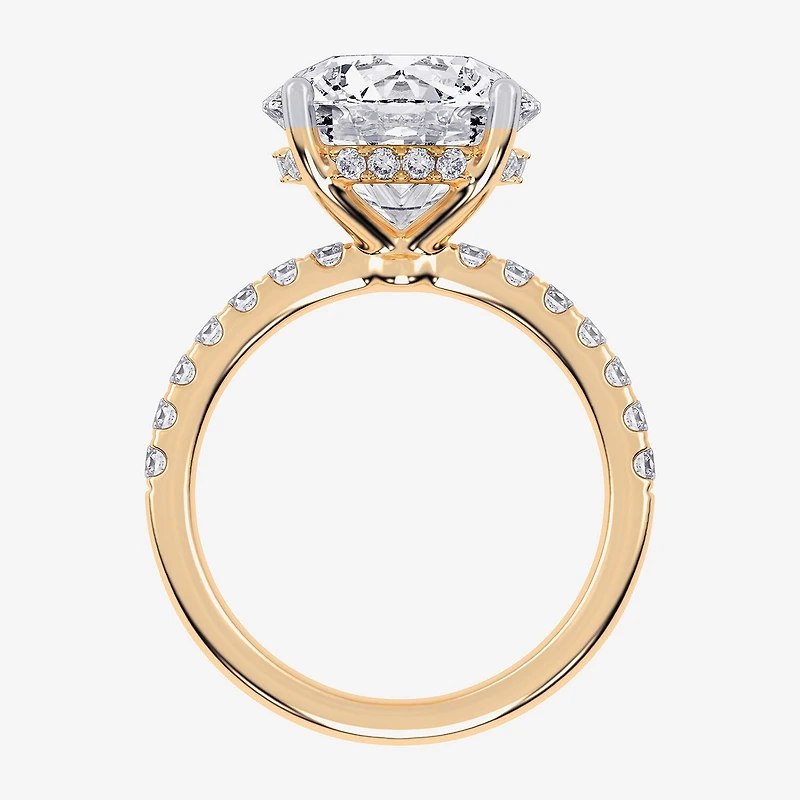(G-H / Si1-Si2) Womens 5 1/2 CT. T.W. Lab Grown White Diamond 14K Gold Round Side Stone Engagement Ring