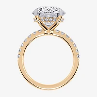 (G-H / Si1-Si2) Womens 5 1/2 CT. T.W. Lab Grown White Diamond 14K Gold Round Side Stone Engagement Ring