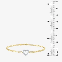 Yes Please! (G-H / I1-I2) Womens Diamond Accent Lab Grown White Diamond Accent 14K Gold Over Silver Heart Charm Bracelet