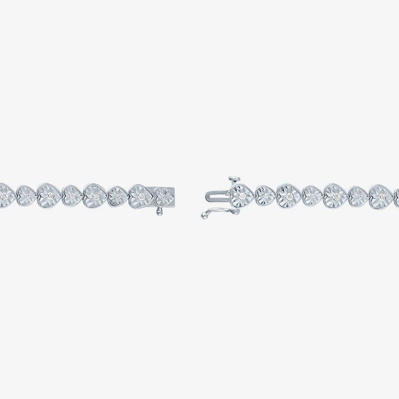 (G-H / I1-I2) Womens 1/2 CT. T.W. Lab Grown White Diamond Sterling Silver Heart 7.25 Inch Tennis Bracelet