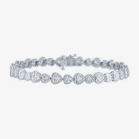 (G-H / I1-I2) Womens 1/2 CT. T.W. Lab Grown White Diamond Sterling Silver Heart 7.25 Inch Tennis Bracelet