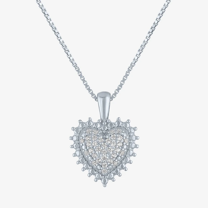 G-H / I1-I2) Womens / CT. T.W. Lab Grown White Diamond Sterling Silver Heart Inch Pendant Necklace