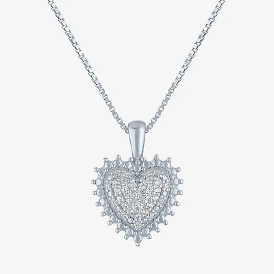 G-H / I1-I2) Womens / CT. T.W. Lab Grown White Diamond Sterling Silver Heart Inch Pendant Necklace