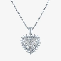 G-H / I1-I2) Womens / CT. T.W. Lab Grown White Diamond Sterling Silver Heart Inch Pendant Necklace