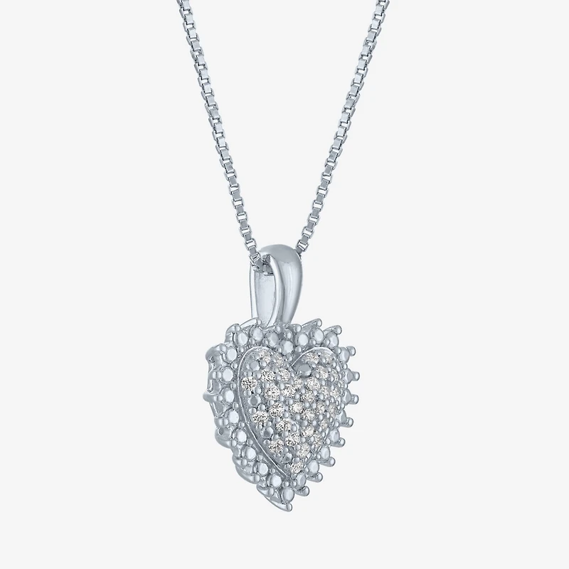 G-H / I1-I2) Womens / CT. T.W. Lab Grown White Diamond Sterling Silver Heart Inch Pendant Necklace
