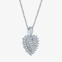 G-H / I1-I2) Womens / CT. T.W. Lab Grown White Diamond Sterling Silver Heart Inch Pendant Necklace