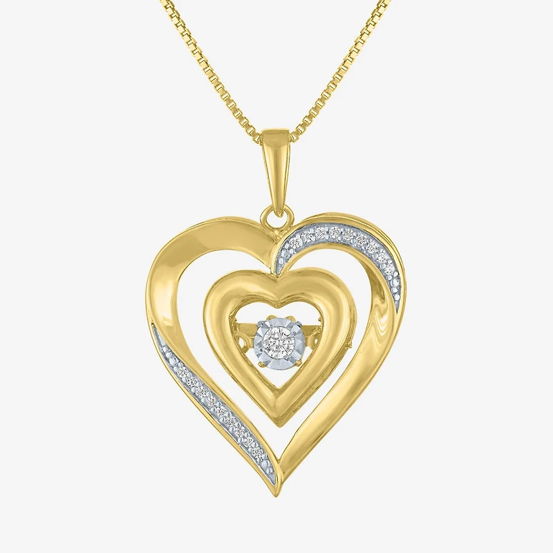 (G-H / I1-I2) Womens 1/10 CT. T.W. Lab Grown White Diamond 14K Gold Over Silver Sterling Heart 18 Inch Pendant Necklace