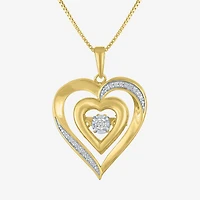 (G-H / I1-I2) Womens 1/10 CT. T.W. Lab Grown White Diamond 14K Gold Over Silver Sterling Heart 18 Inch Pendant Necklace
