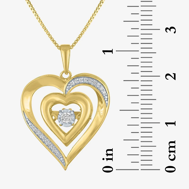 (G-H / I1-I2) Womens 1/10 CT. T.W. Lab Grown White Diamond 14K Gold Over Silver Sterling Heart 18 Inch Pendant Necklace